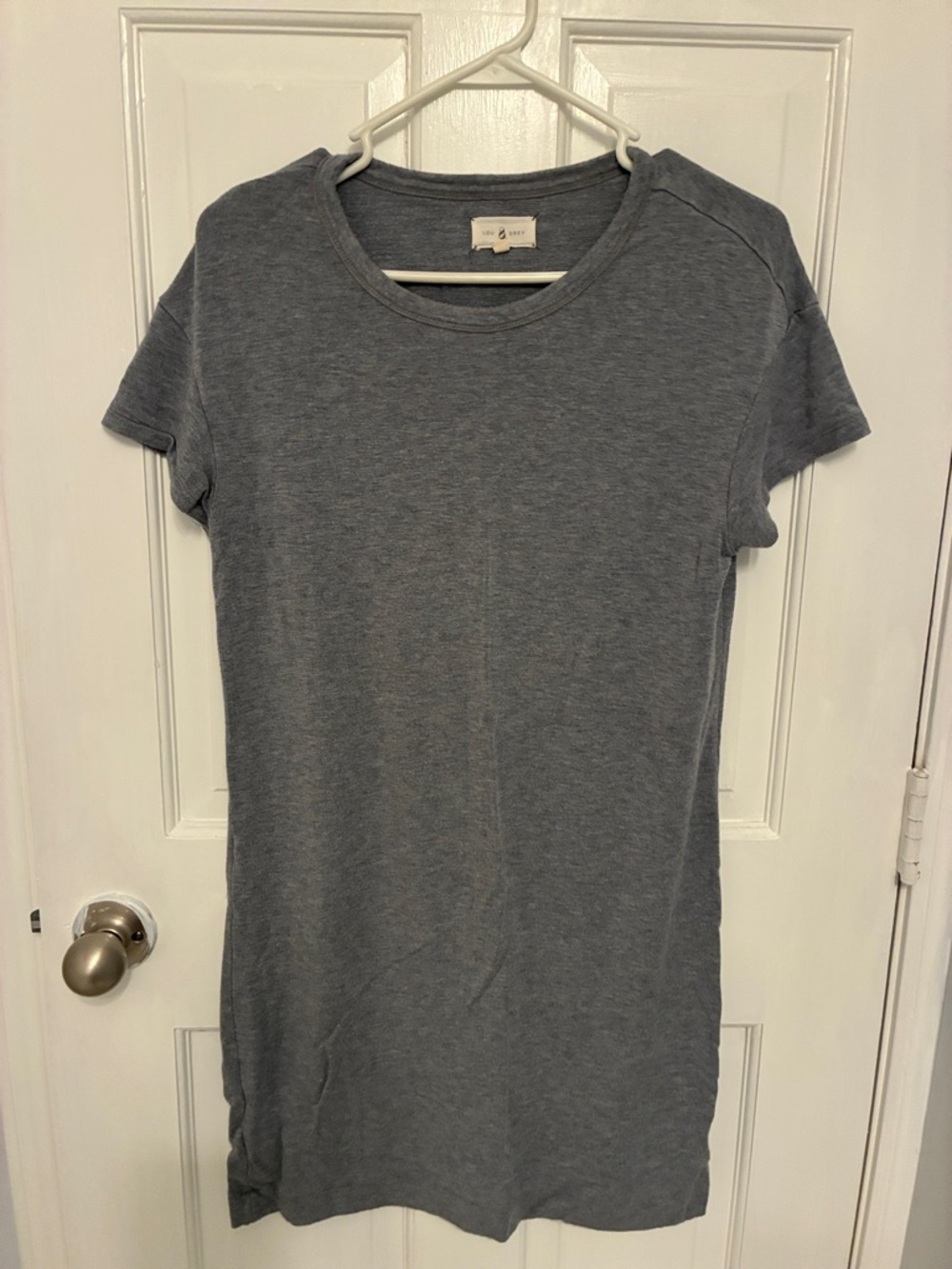 Everyday Short Sleeve Knit Tee Dress - Gray